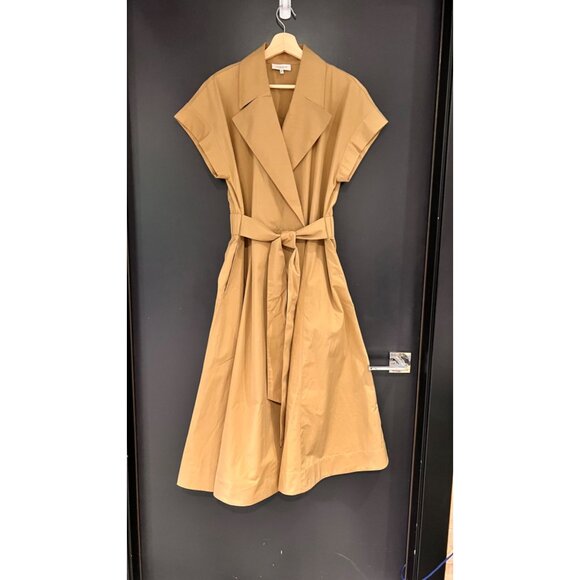 NEW LAFAYETTE 148 NEW YORK BELTED ORGANIC COTTON POPLIN WRAP DRESS Size M - Picture 2 of 8